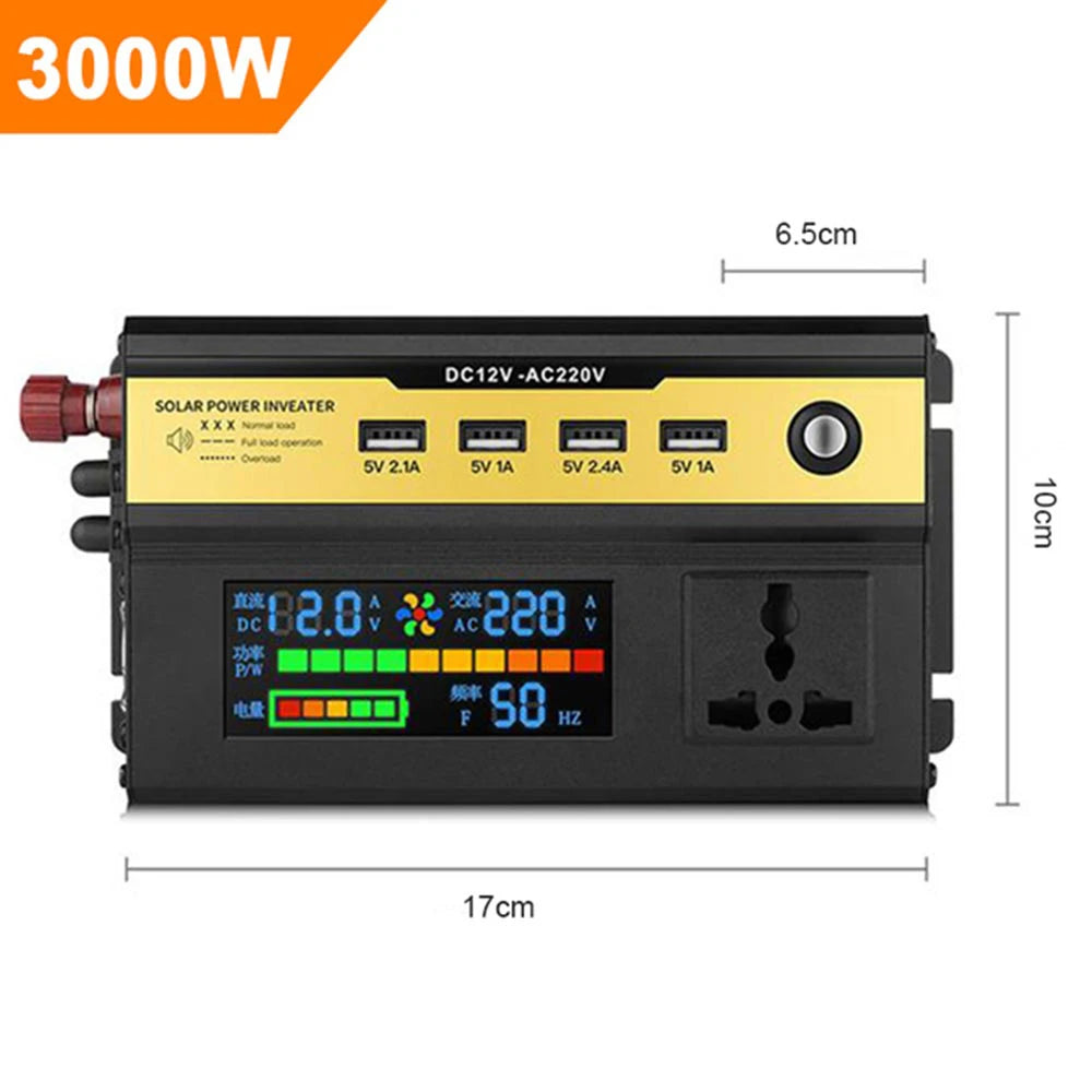 Portable power bank converter with modified sine wave output, suitable for solar car inverter and more.
