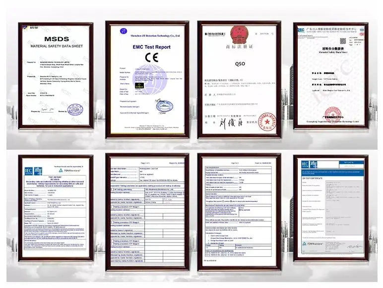 Meets international safety standards; compliant with EY/UN/CS MSDS; passes EMC testing.