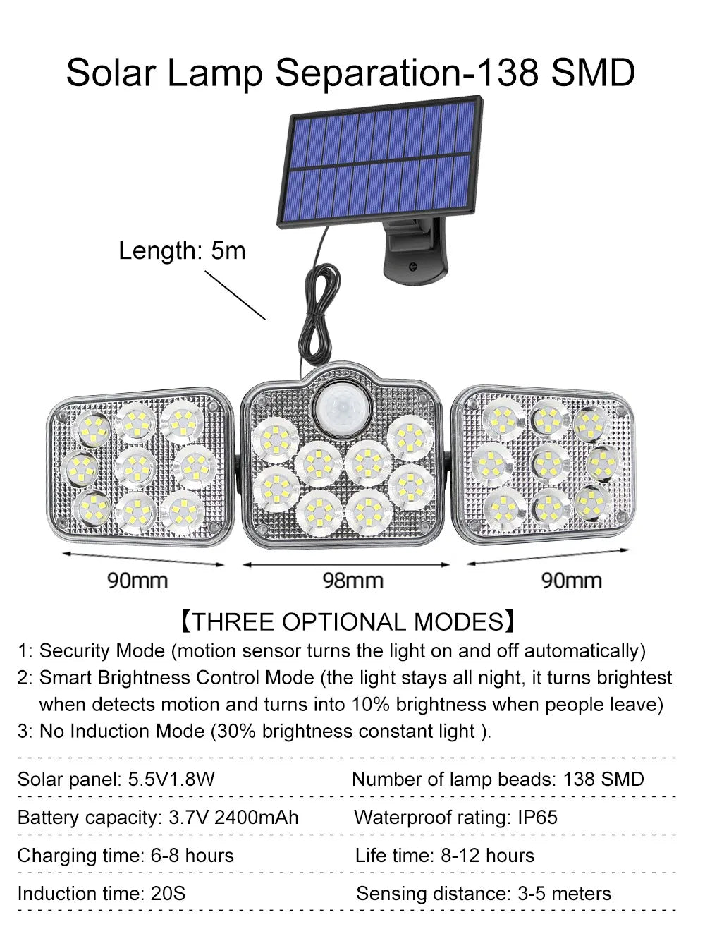 122/138/171/198/333 LED Solar Light, 122/138/171/198/333