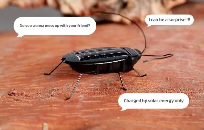 Solar-powered cockroach toy for surprise play and messy fun.