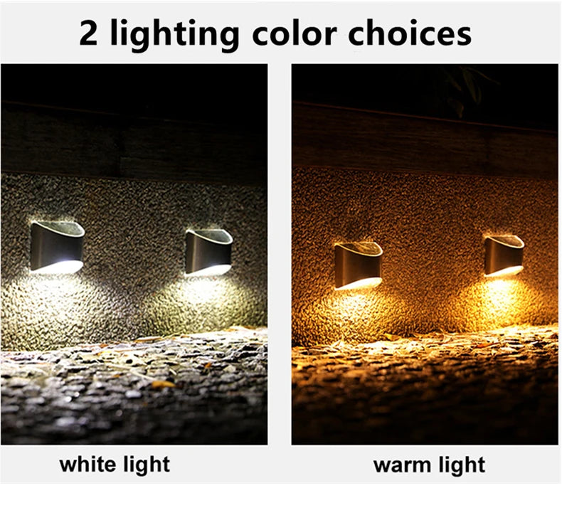 Solar Wall Light, Choose from two colors: soft white or warm glow for a cozy ambiance.