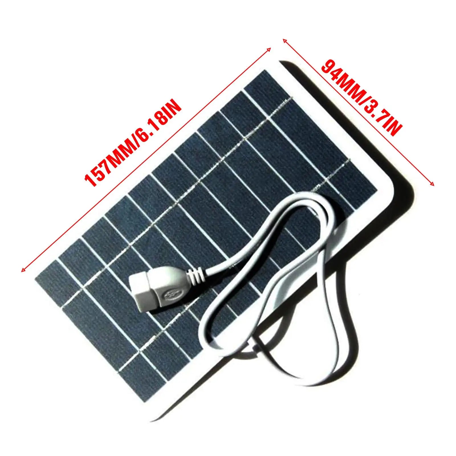 USB Solar Panel, CUJMH 5V Solar Panel Charger, 16.5% efficient, USB output, 157*94MM size, A-grade polysilicon.