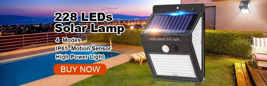 180 100 LED Solar Light, Outdoor LED lamp with motion sensor, 100 lumens, 4 modes and IP65 waterproof rating.