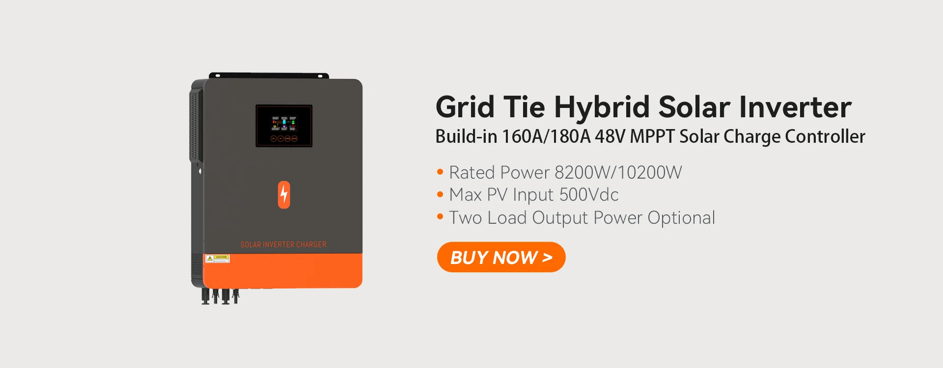 PowMr Solar Inverter, Grid Tie Hybrid Solar Inverter with built-in charge controller and high-power conversion capabilities.