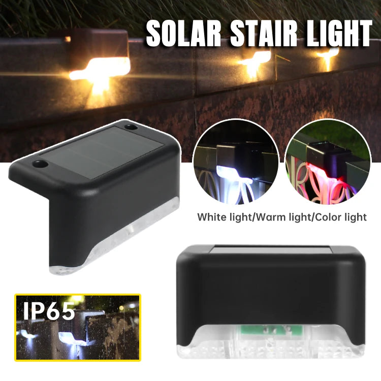 LED Solar Lamp Path Stair Outdoor Garden Light, Adjustable LED lighting for stairs with water-resistant design.