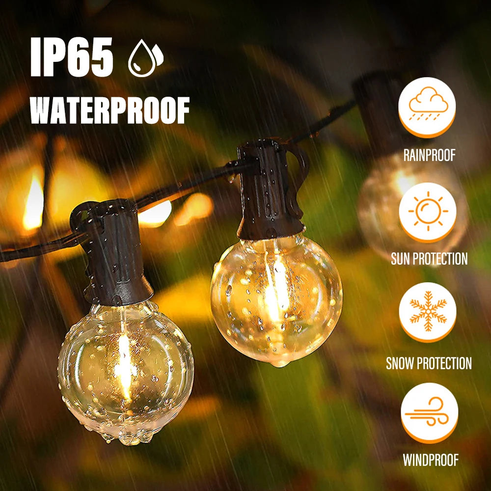 50FT LED G40 Ball String Light, Rugged and weather-resistant design for outdoor use with IP65 rating.