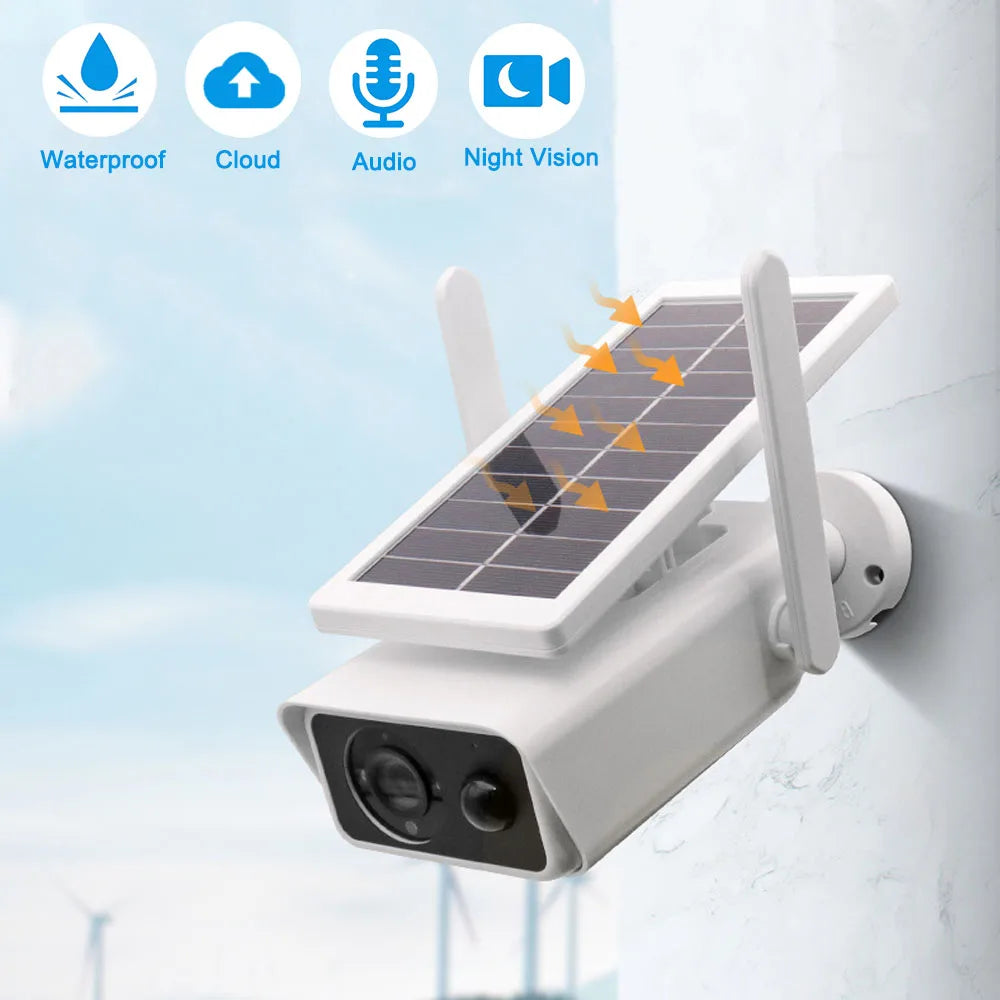 BYSL 4MP Solar Camera, Waterproof cloud audio night vision camera for outdoor use.