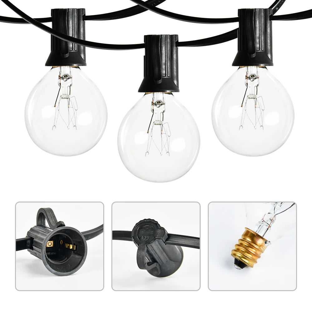 Outdoor String Light, 3-strand lighted rope with 30ft length, suitable for various uses.