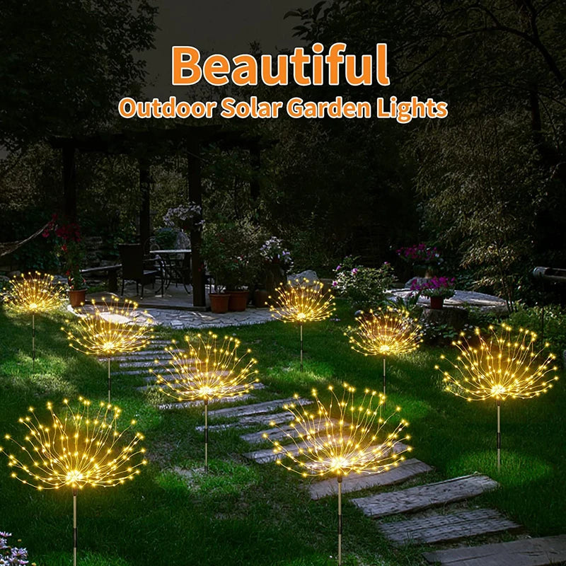 Solar LED Firework Fairy Light, Vibrant solar-powered garden lights for outdoor decor