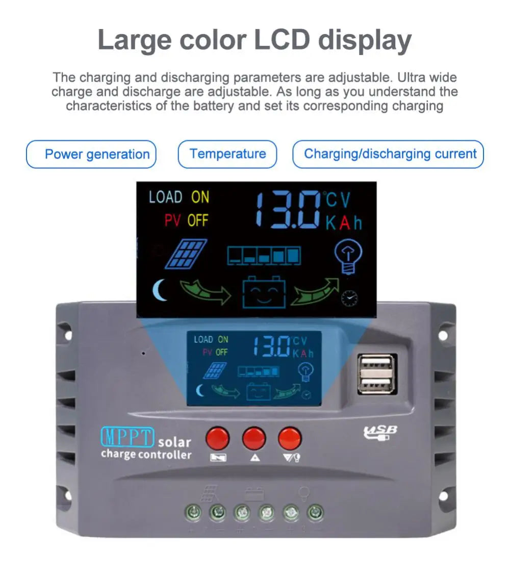 CORUI 10A 20A 30A MPPT Solar Charge Controller, Solar Charge Controller 12V 24V Regul