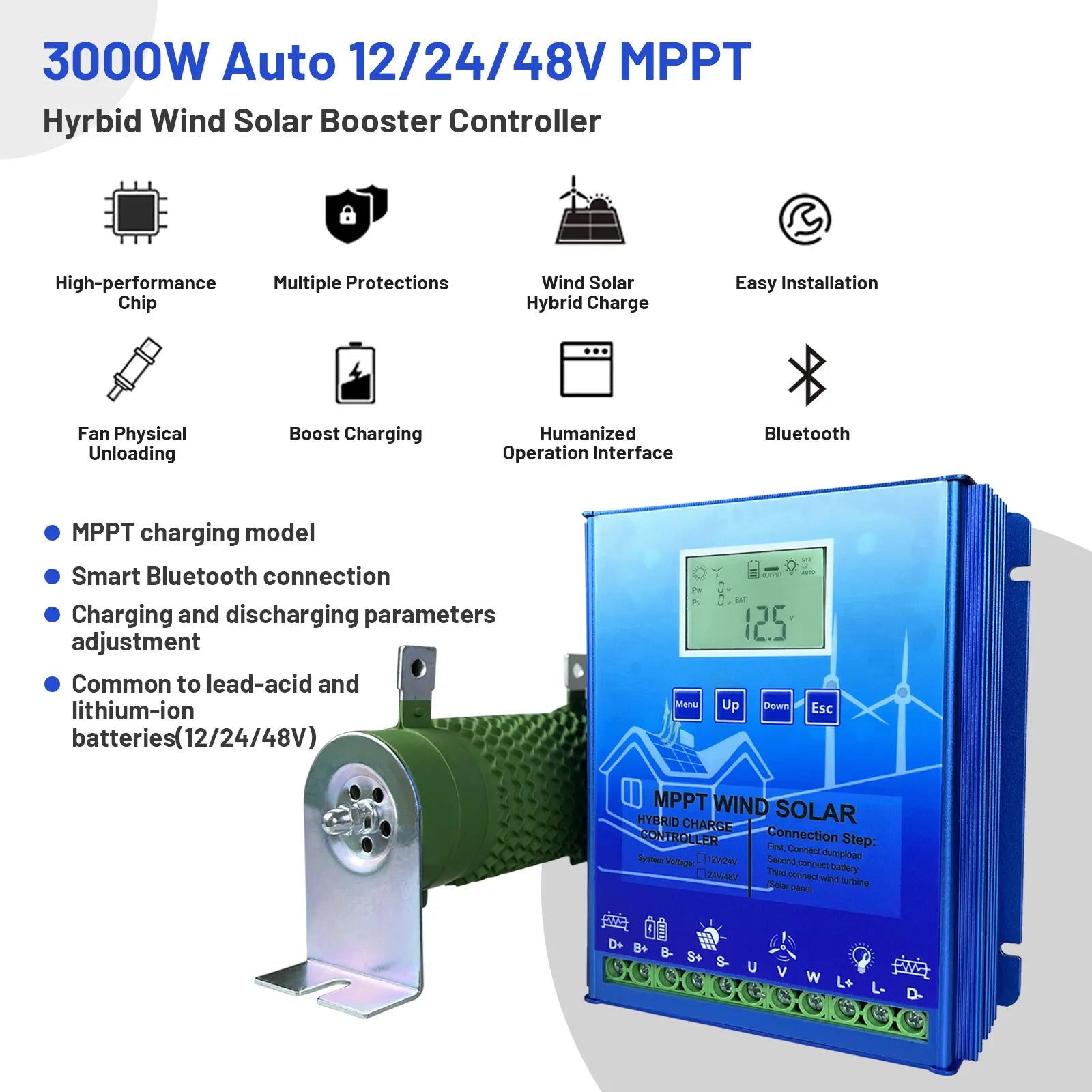 3000W MPPT Hybrid Solar Wind Charge Controller, 3000W MPPT Hybrid Solar