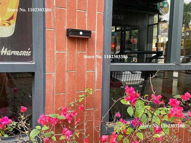 Motion Sensor LED Solar Light, Outdoor Solar-Powered LED Wall Lamp with Motion Sensor, Waterproof and Dimmable-Free.