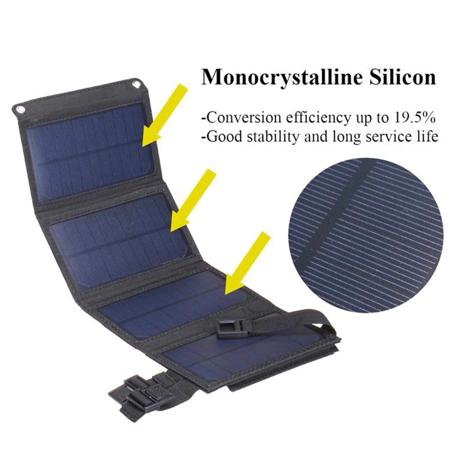 20W Outdoor Foldable Solar Panel, High-efficiency solar panels with 19.5% conversion rate for reliable energy production.