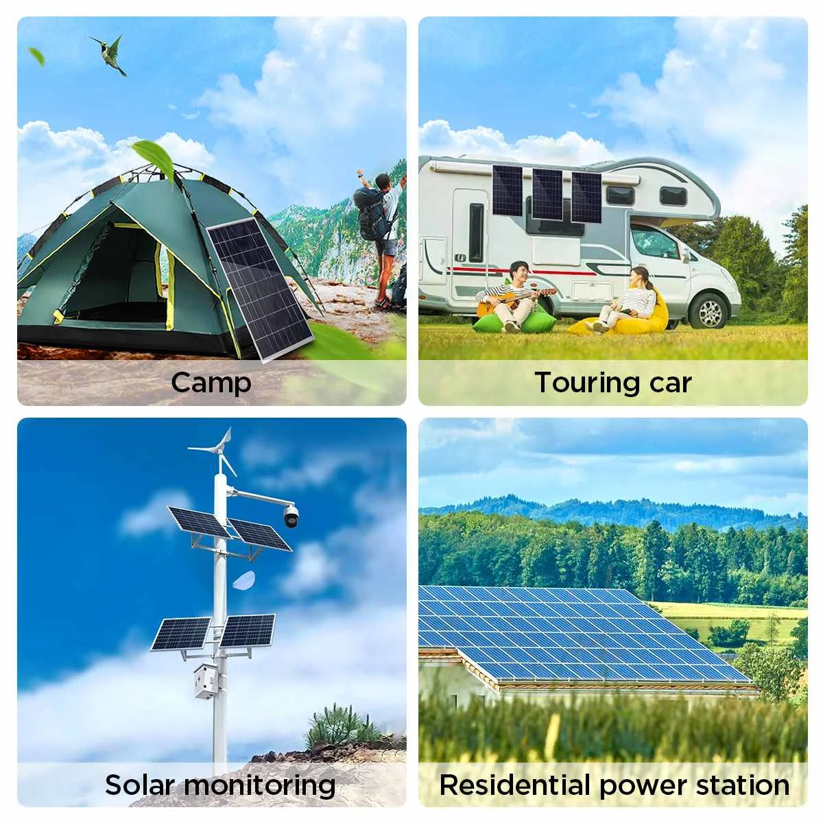 300W Solar Panel, Portable solar panel kit for camping, touring, or residential use with real-time monitoring.