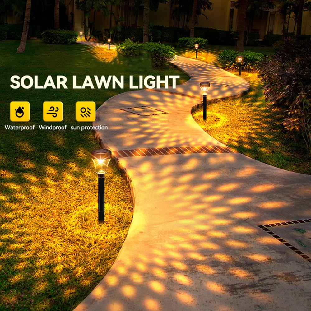 LED Solar Pathway Light, Waterproof and windproof solar lawn light provides sun-protected lighting for your outdoor spaces.