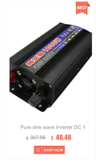 High-power pure sine wave inverter for DC power conversion, suitable for cars and homes.