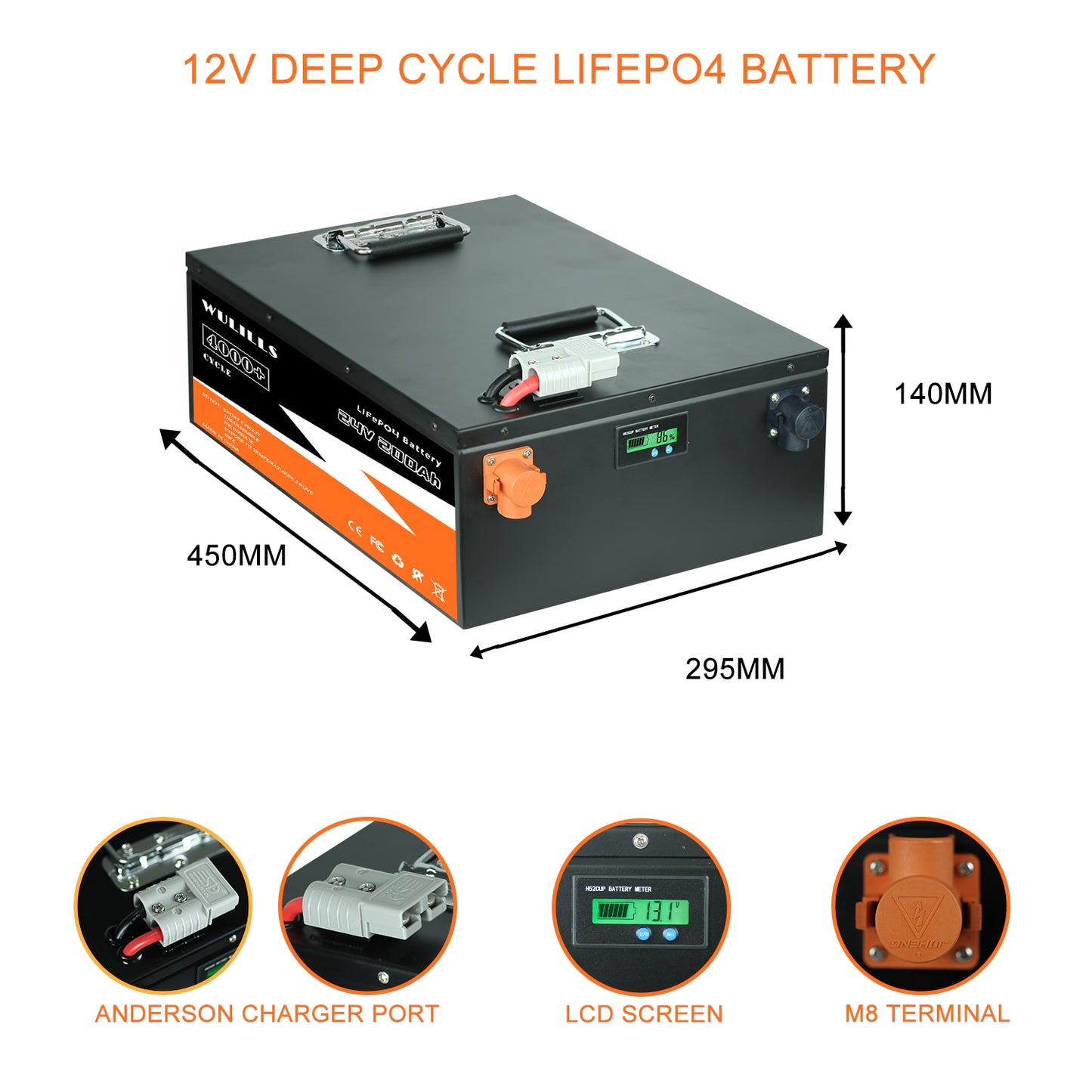 New Grade A 24V 100Ah 200Ah LiFePo4 Battery Pack - Lithium Iron Phosphate Batteries Built-in 8S200A BMS 48V For Solar Boat No Tax