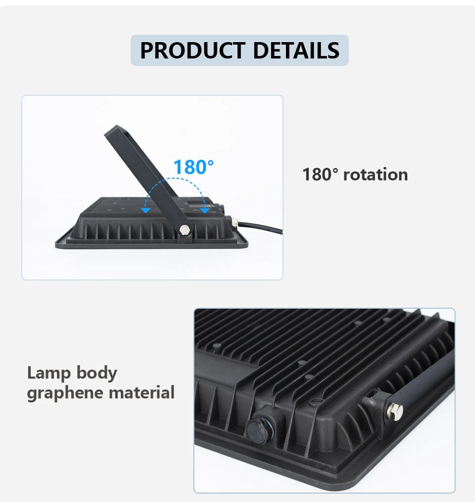 TUYA RGB christmas light, Features 180-degree rotation with a lamp body made from durable graphene material.