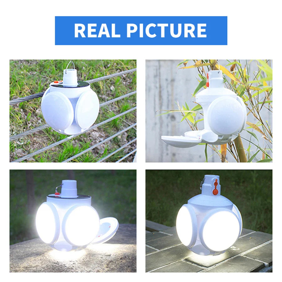 Creative Foldable LED Portable Lantern USB Recharge Night Lights Outdoor Solar Emergency Camping Tent