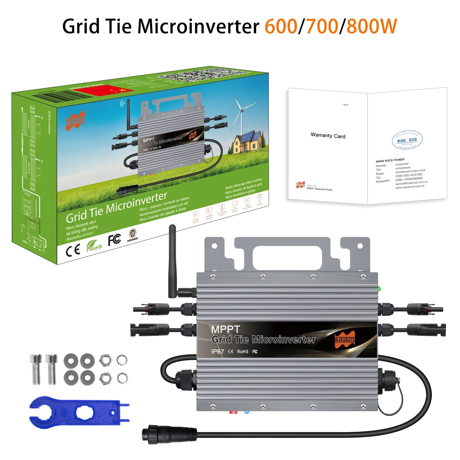 800W Grid Tie Micro Inverter, Grid Tie Micro Inverter for solar panels, 20-60VDC output, WiFi connectivity, and EU shipping.