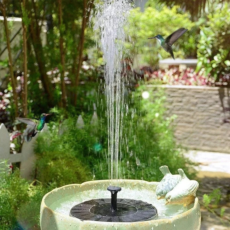 Mini Solar Water Fountain, Mini solar-powered water fountain pool pond from mainland China, made of plastic.
