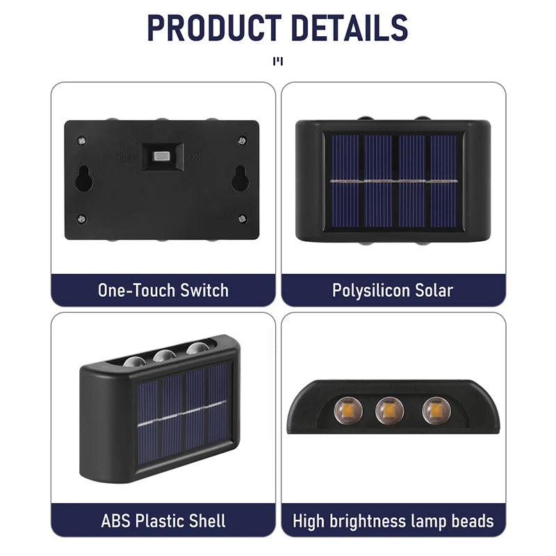 Solar-powered lantern with one-touch switch, high-brightness LEDs, and durable design.