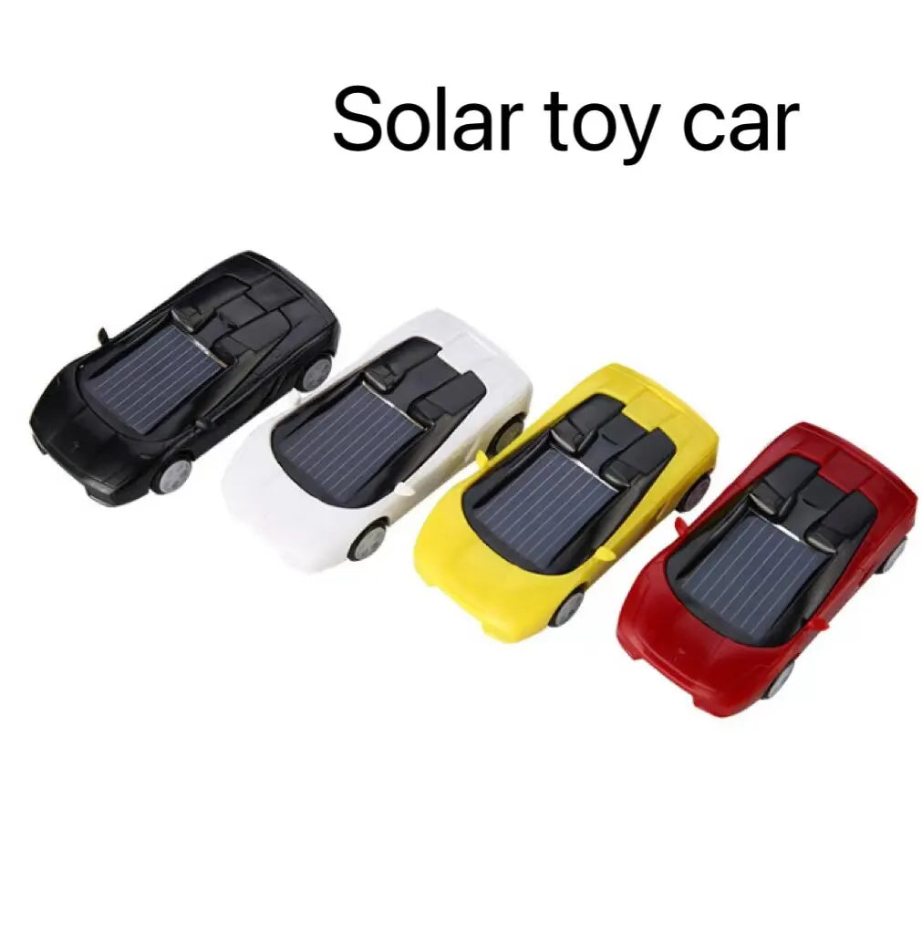 Solar Powered Small Sports Cars Toy, Red solar sports car made of ABS plastic with solar panel specs: 0.5V/140MA, no battery.