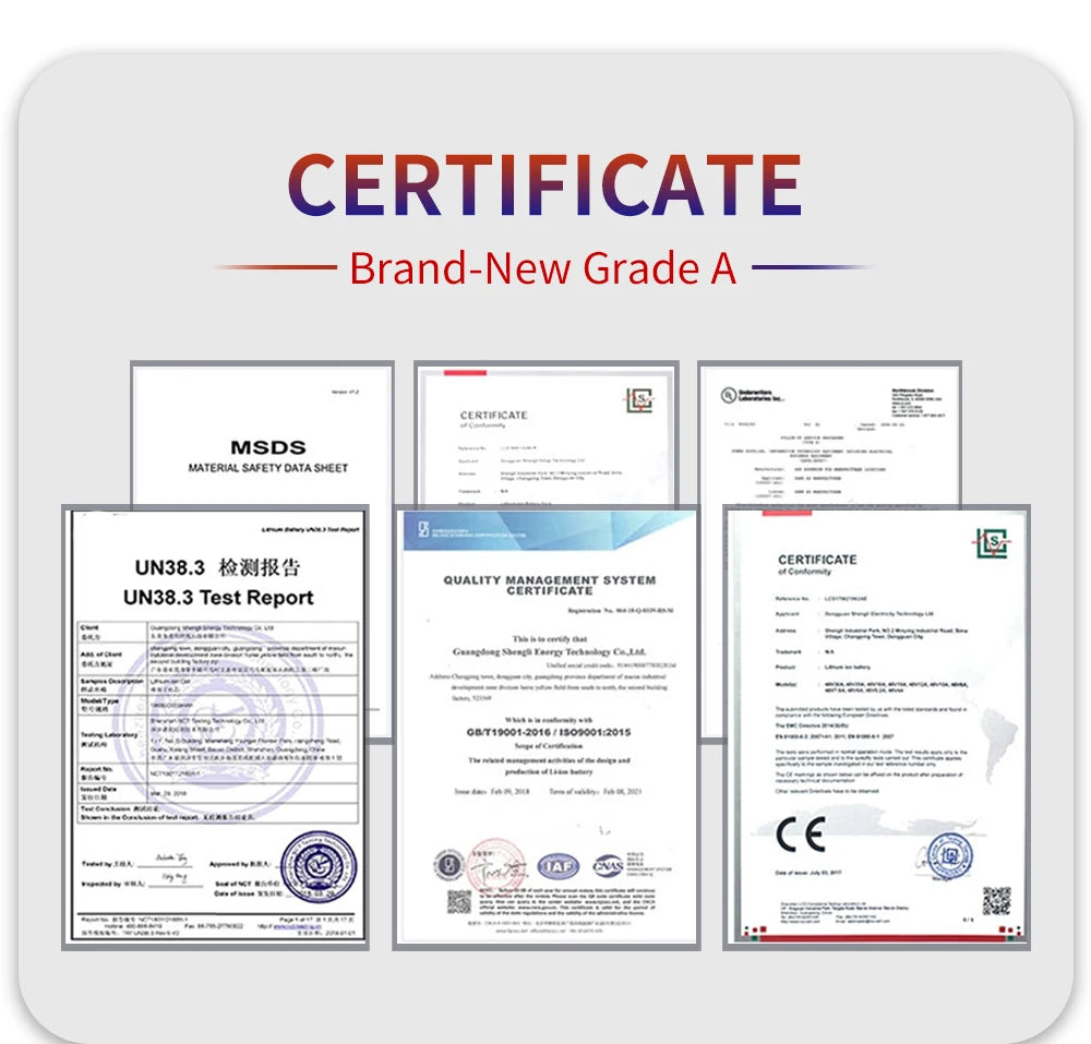 3.2V 50AH Lifepo4 Battery, Certificate of compliance with international regulations and standards included.
