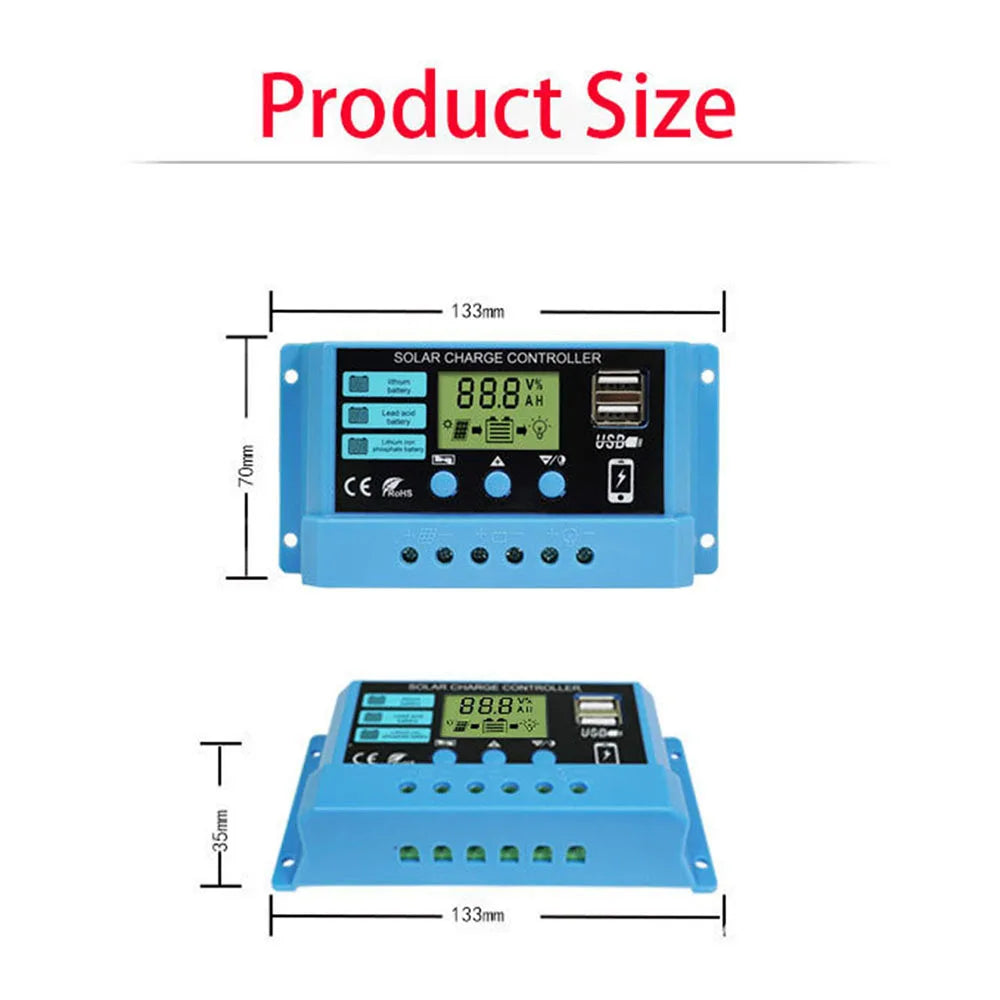 24h shipping 10A 20A 30A Solar Charge Controller, Solar charge controller for various battery types: size 13.3cm x 10mm.