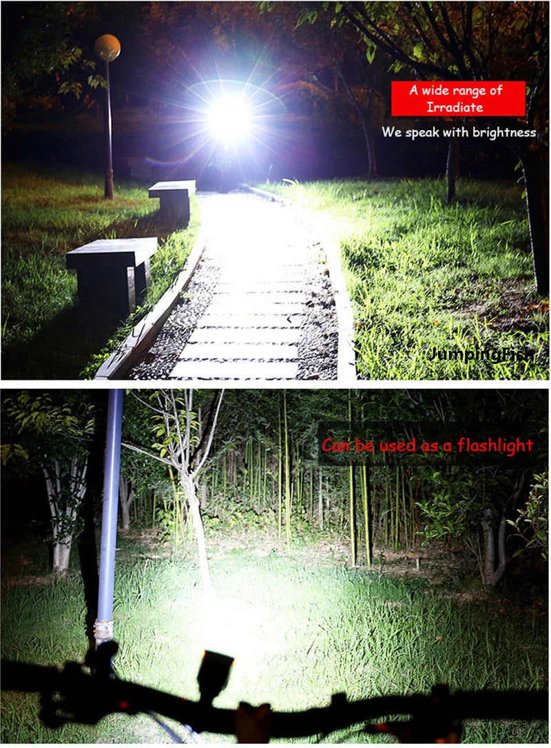 1200mAh MTB Solar Bike Light, High-intensity light source for large spaces and outdoor activities like cycling.