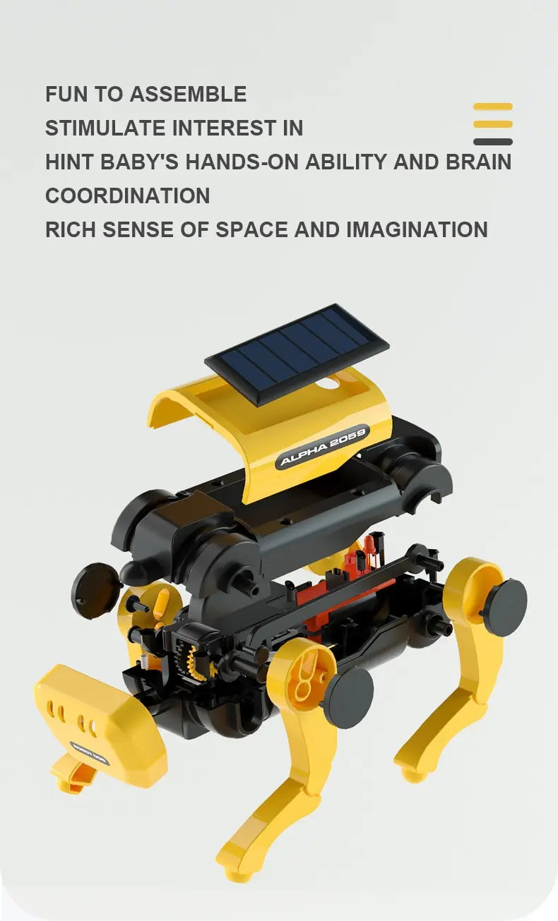 Solar Powered Electric Mechanical Dog Robot, Robot sparks creativity, problem-solving skills, and imagination in kids, perfect for STEM learning and hands-on play.