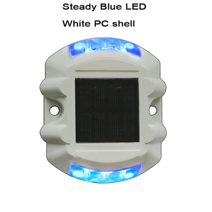 Steady Mode white color Plastic Green LED Solar Powered Road Stud  Reflective Ground Light Path Deck Dock Warning Light