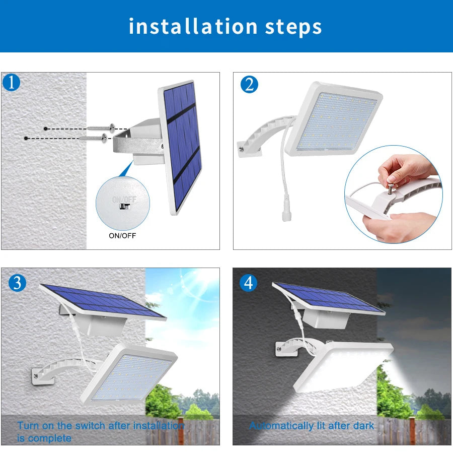 48 leds Solar Light, Easy installation with automatic lighting that turns on at dusk and off at dawn.