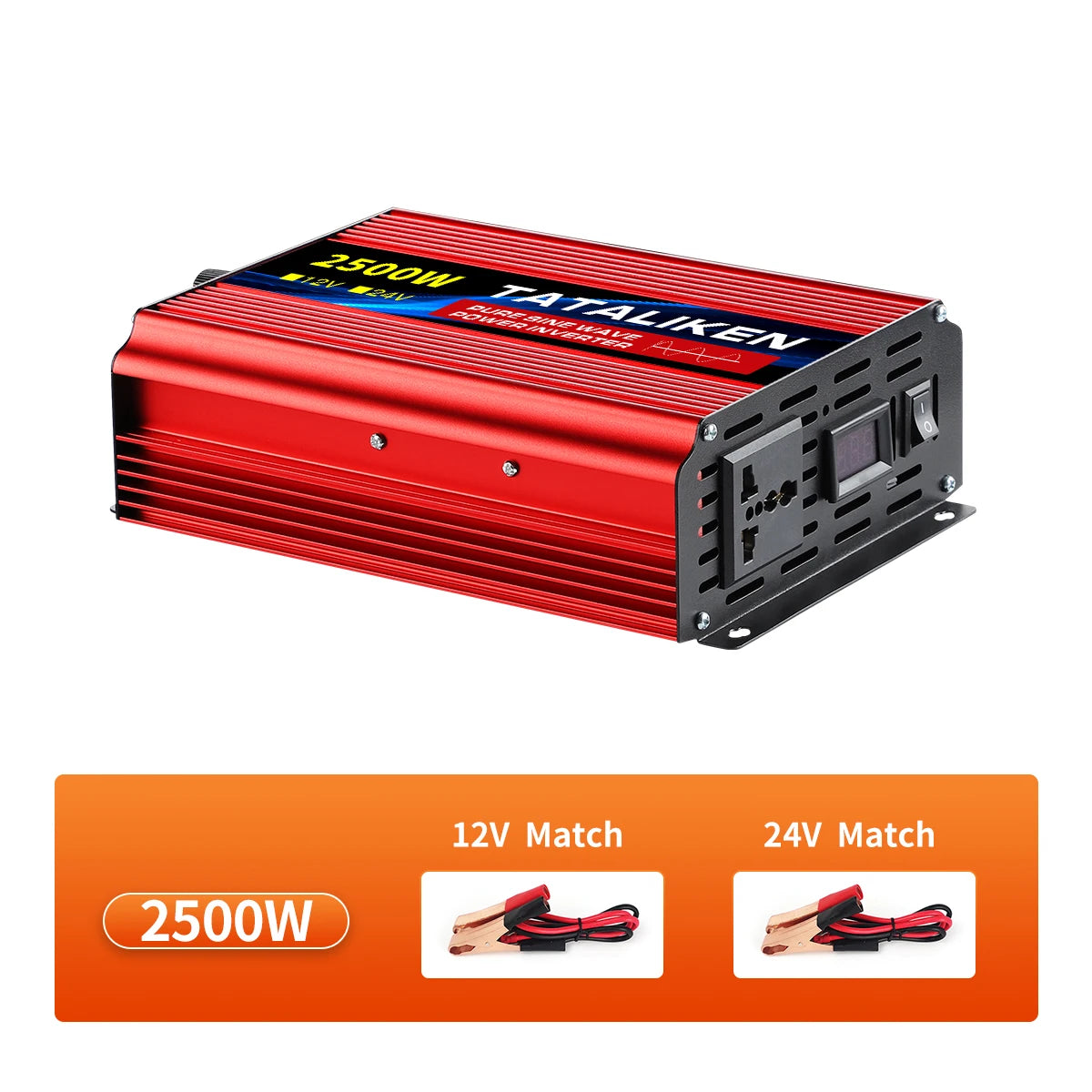 DC/AC Inverter, single output, powers up to 5000W with adjustable frequency and voltage.