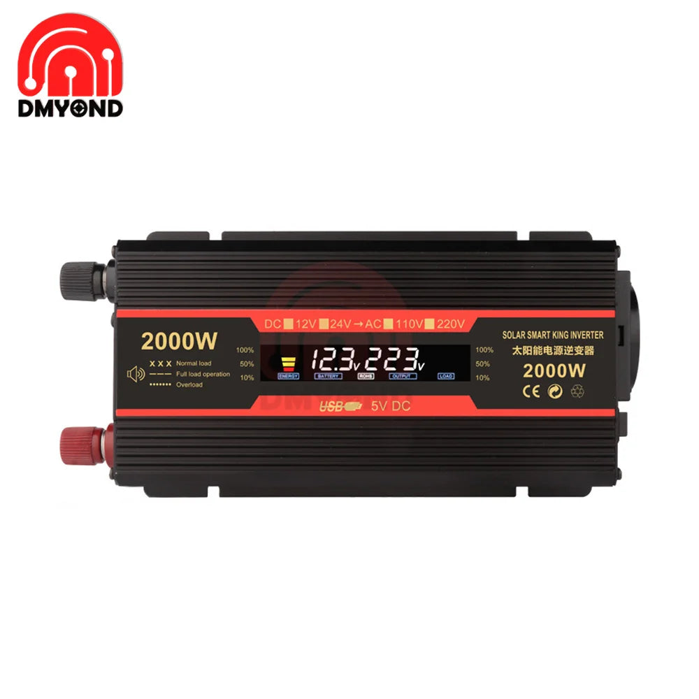 1500W/2000W/2600W Inverter, Smart inverter for solar and car applications with pure sine wave output and 1500-2600W capacity.