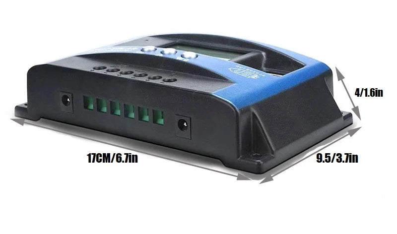 MPPT Solar Controller, Solar controller with LCD display, regulates charge and discharge, suitable for auto solar panel charging.