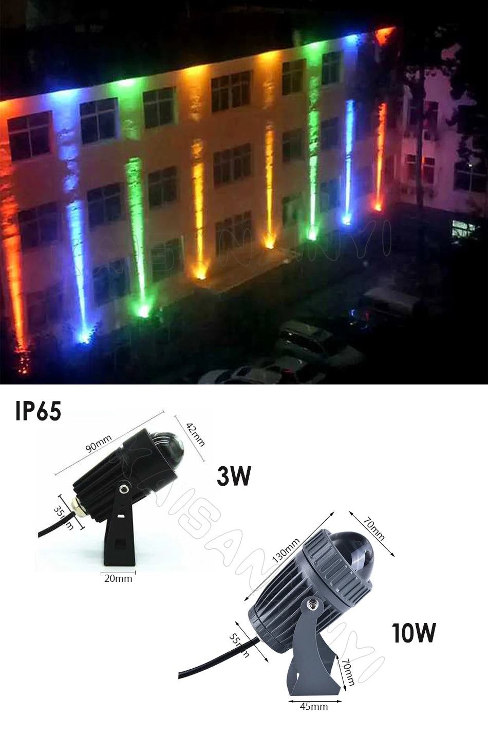LED Lawn Light, Modern outdoor floodlight with IP65 protection, AC power, and LED bulbs.