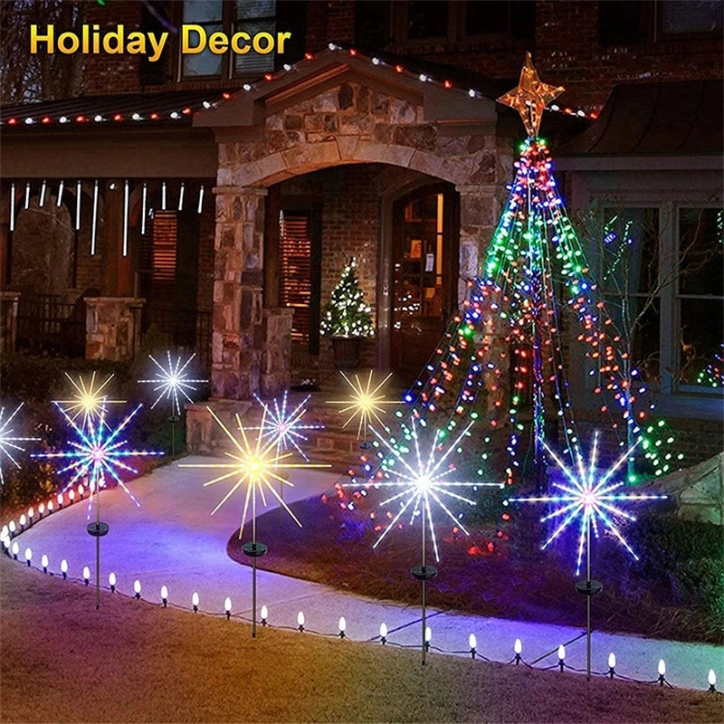 Solar Firework Light, Solar-powered fairy lights for outdoor decoration, waterproof and easy to install.