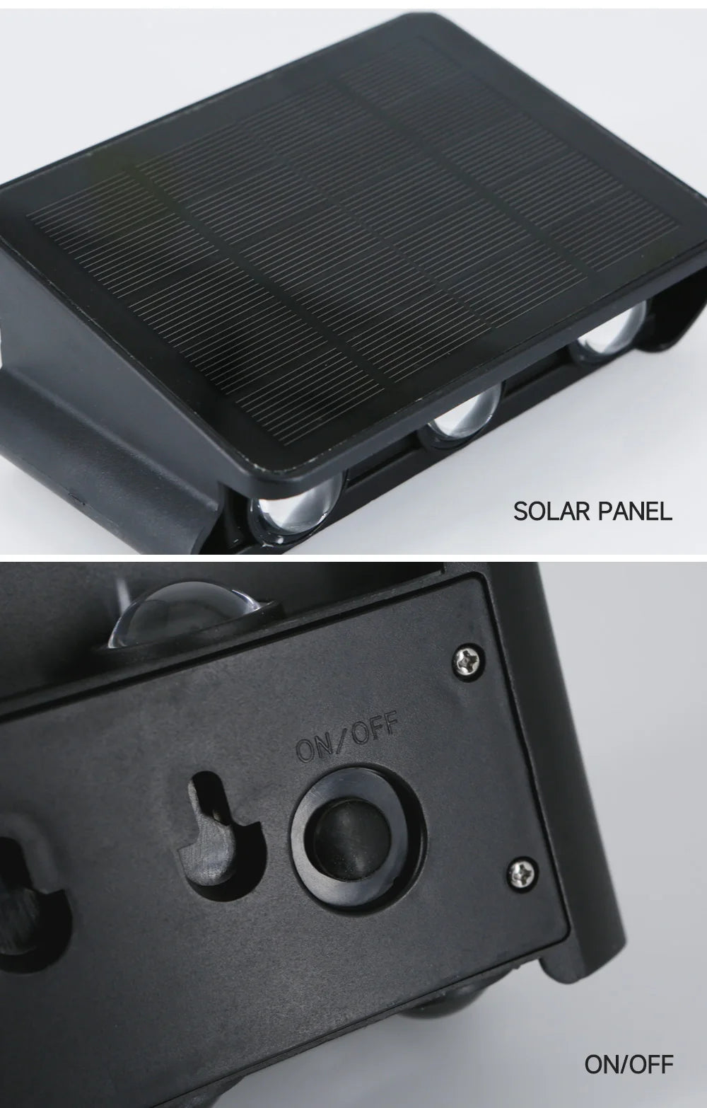 Solar LED Light, Solar-powered light with 5V voltage, 2000mAh battery, and IP65 waterproof rating.