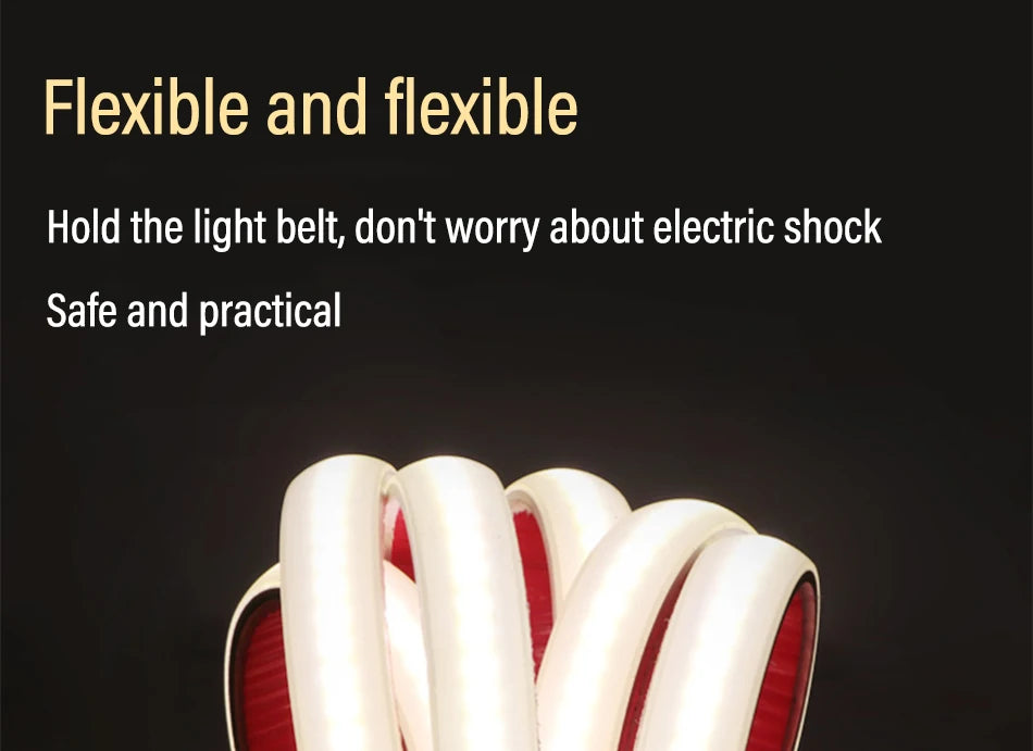 Flexible and waterproof LED strip with no electrical shock risk, perfect for outdoor use.
