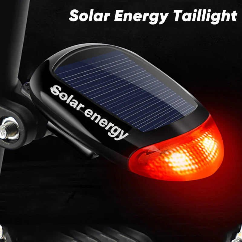 Bicycle 2 LED Taillight, Solar-powered tail light for safe cycling, harnessing solar energy at night.
