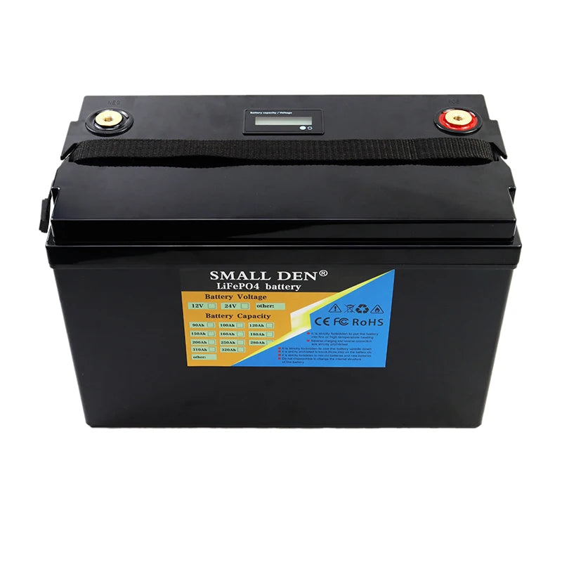 12V 160Ah 120Ah 100Ah 90Ah LiFePO4 battery, LiFePO4 battery for RVs, golf carts, and off-grid solar/wind systems; 12V, 160Ah capacity.