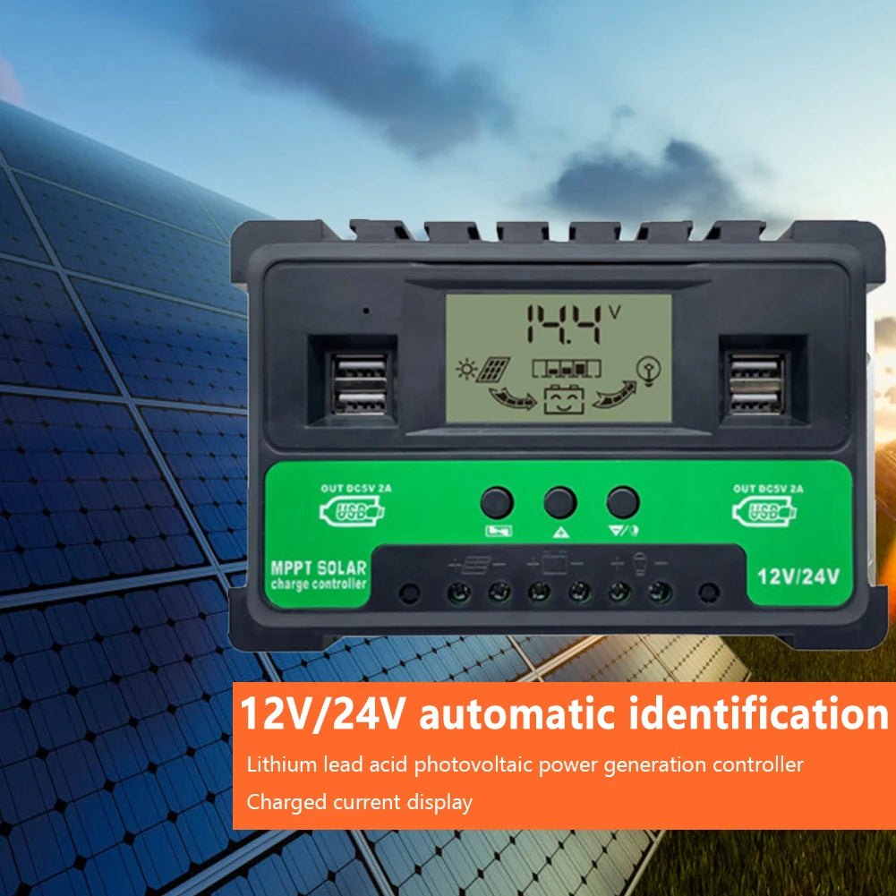 30A 40A 50A MPPT Solar Charge Controller, Smart MPPT solar charger controller for 12V/24V panels, compatible with lithium and lead-acid batteries.