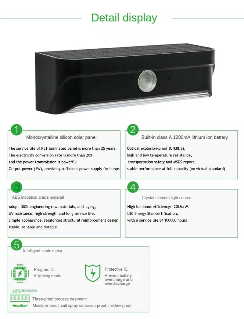 Solar Outdoor Light, Solar-powered outdoor light with built-in battery, explosion-proof certification, and high efficiency conversion.