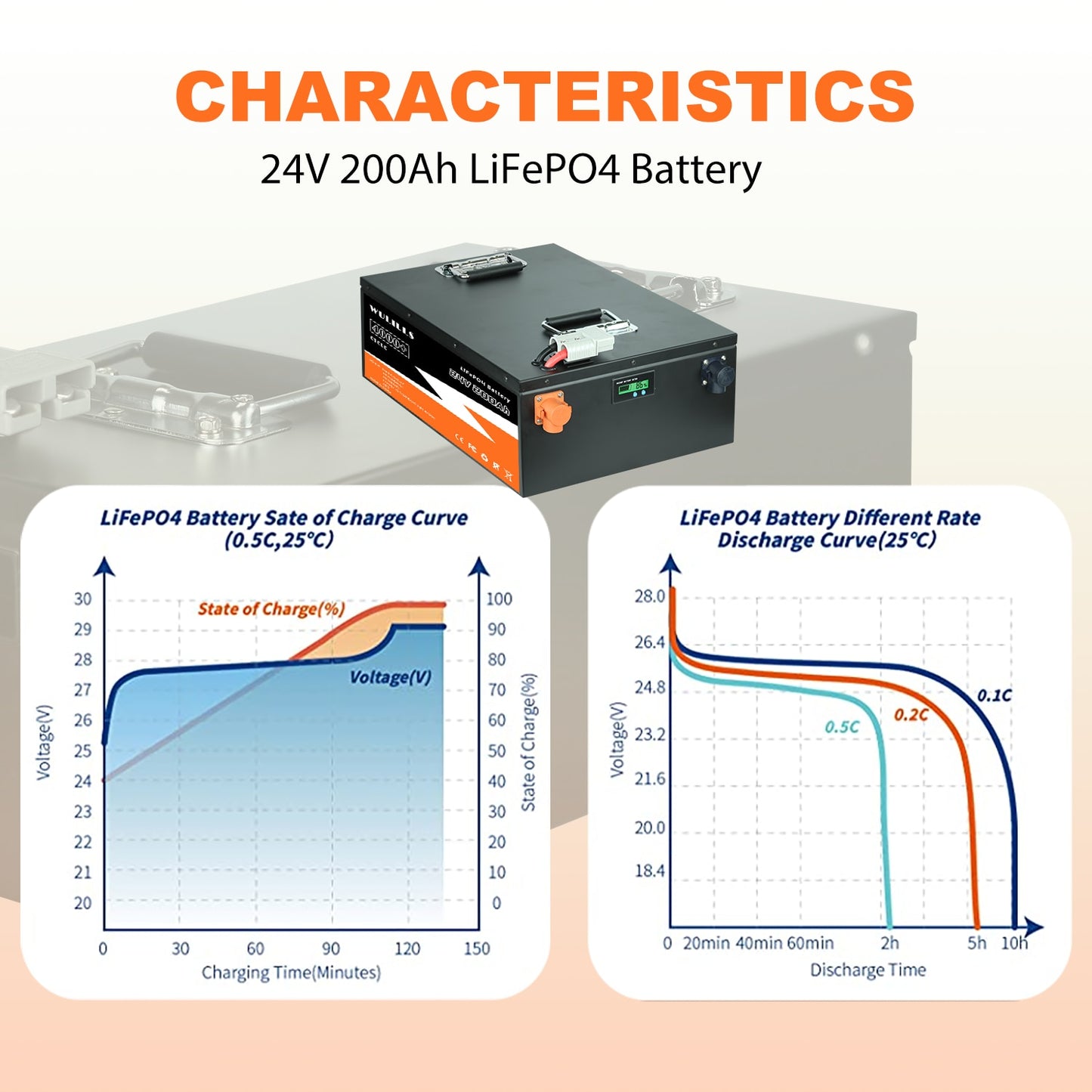 New Grade A 24V 100Ah 200Ah LiFePo4 Battery Pack - Lithium Iron Phosphate Batteries Built-in 8S200A BMS 48V For Solar Boat No Tax