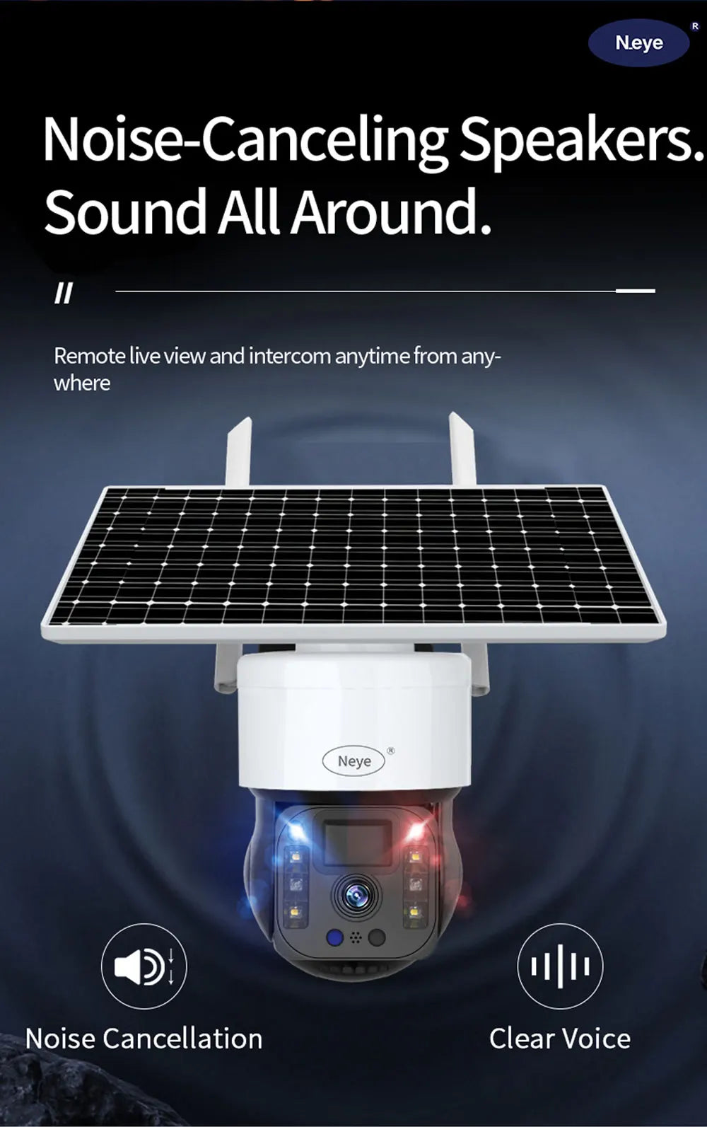 Crystal-clear voice and two-way audio with noise-cancelling speakers for remote live views.