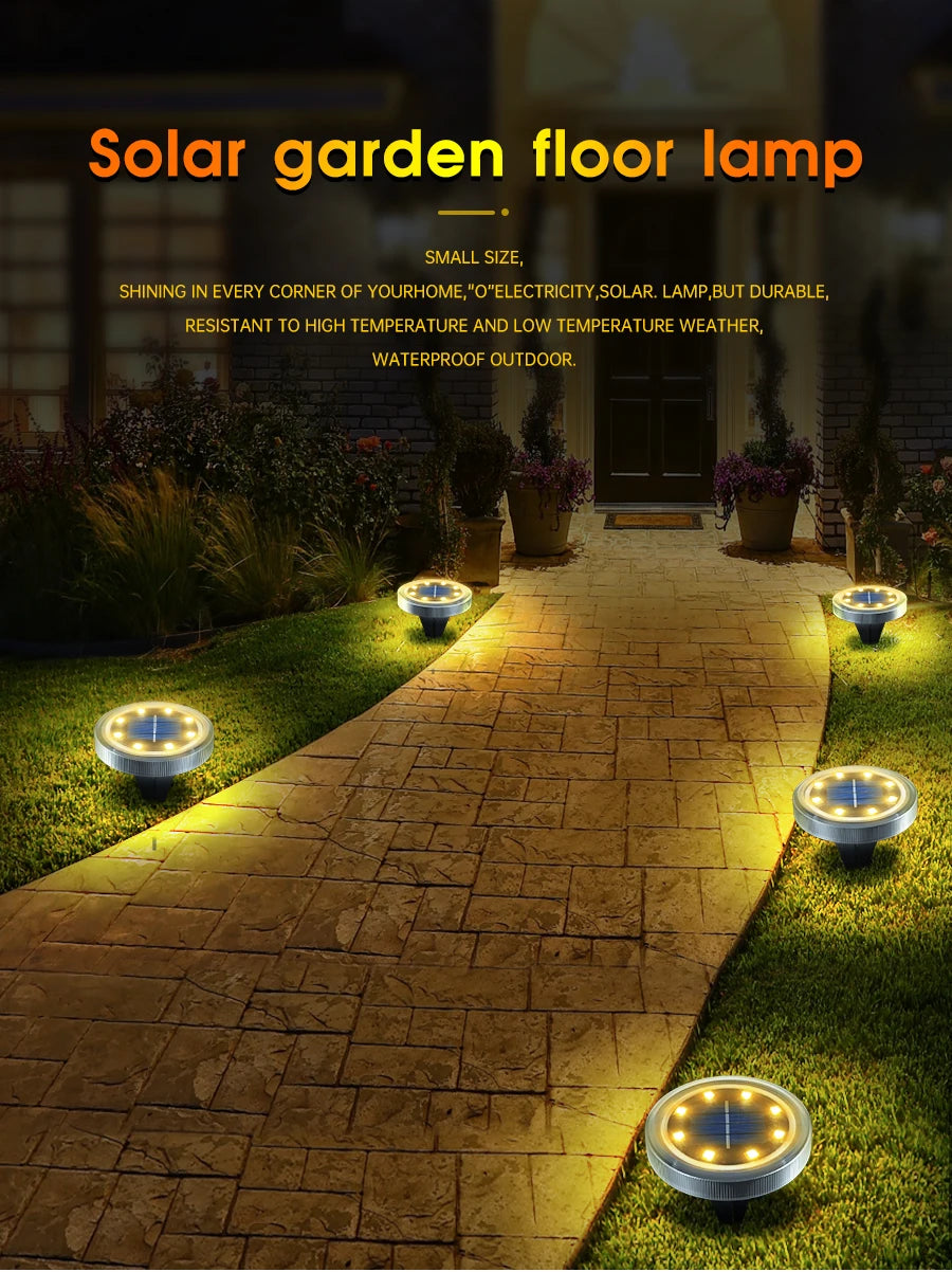 Solar Powered Ground Light, Sustainable solar-powered floor lamp for outdoor use, small yet bright, durable and waterproof.