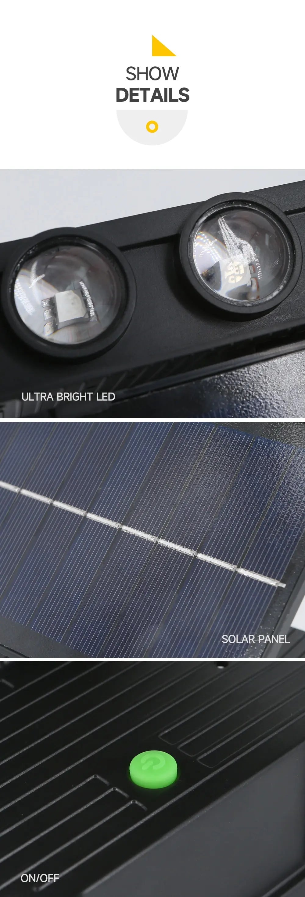 Solar LED Light, Ultra-bright LED light with built-in solar panel and switch for easy use.