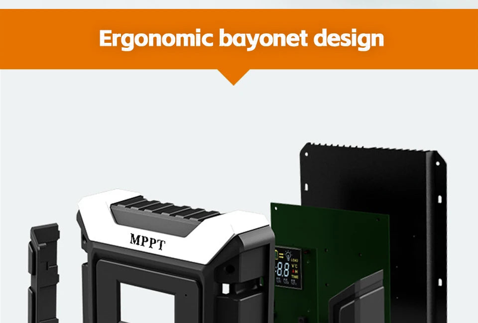 Easy installation and efficient solar charging with ergonomic bayonet design and 88Fe MPPT technology.