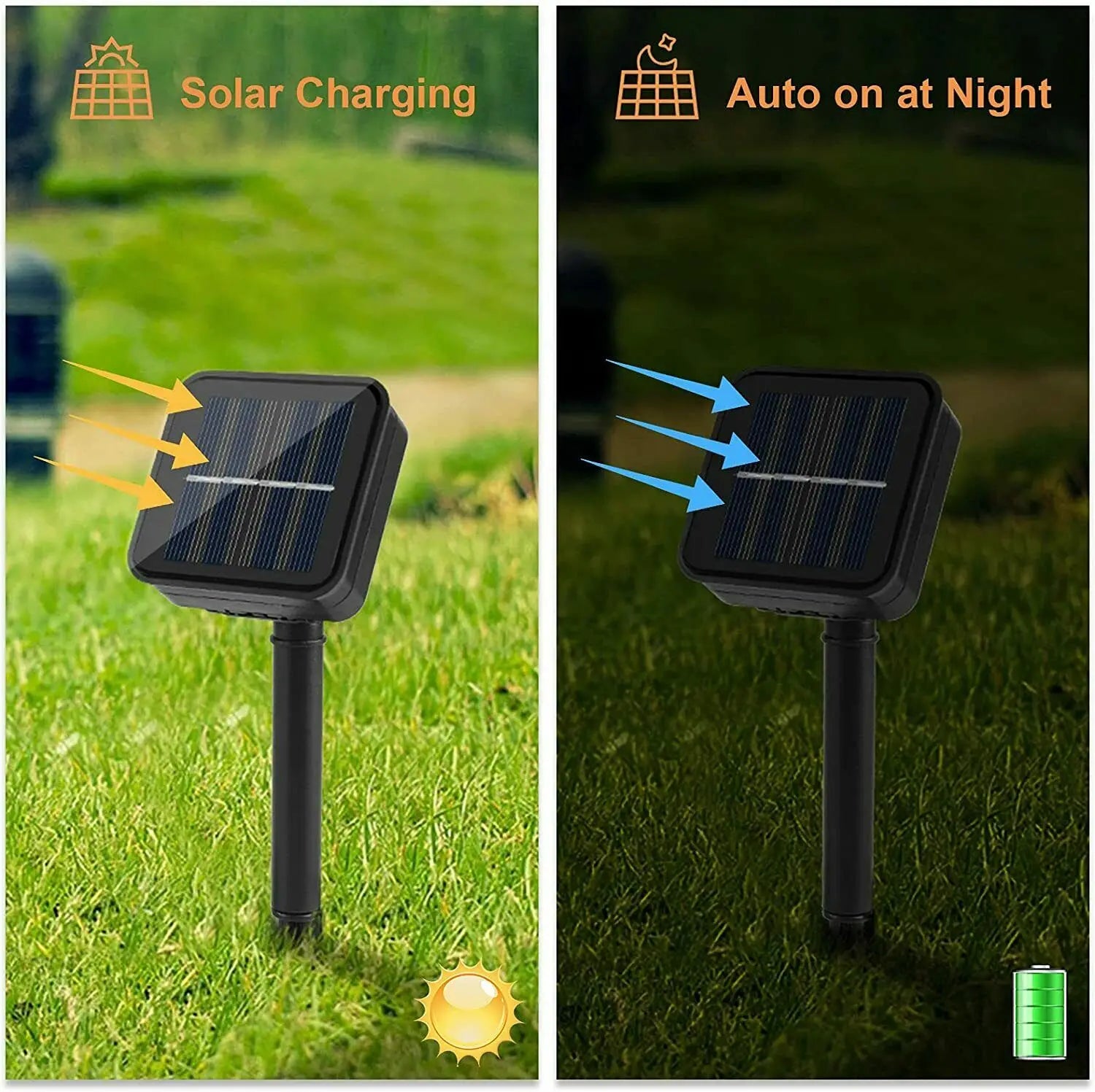 32m/22m/7m Solar Fairy Garden Light, Automatically turns on at night using solar power.
